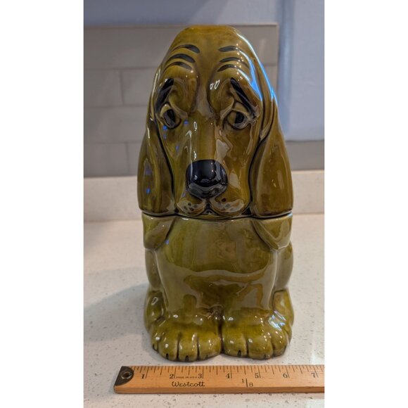 Vintage Basset Hound Dog Cookie Jar Glossy Ceramic Doranne of California 1950s - Picture 7 of 16